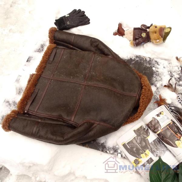 3 ムートン フライトジャケット テディレッドブラウン ボマー ボンバー