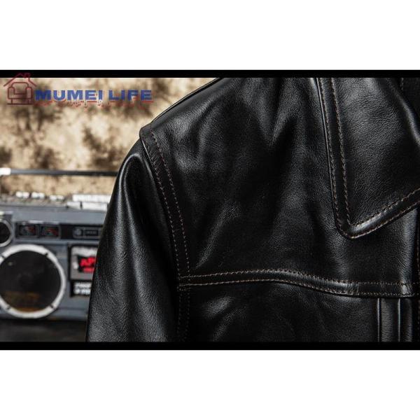新品 黒芯シープスキン 30's ワークコート レザージャケット ブラック サイズ選択可 株式会社錦 カーコート ブレーキマン ベジタブルタンニンなめし 馬革_10