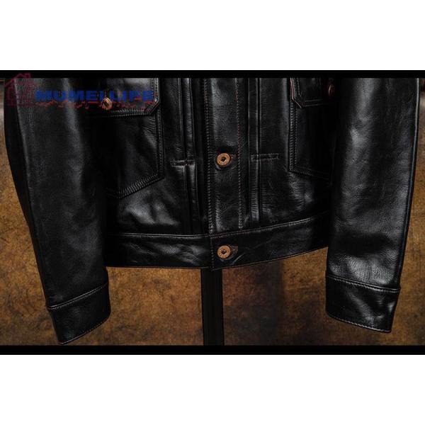 新品 黒芯シープスキン 30's ワークコート レザージャケット ブラック サイズ選択可 株式会社錦 カーコート ブレーキマン ベジタブルタンニンなめし 馬革_11