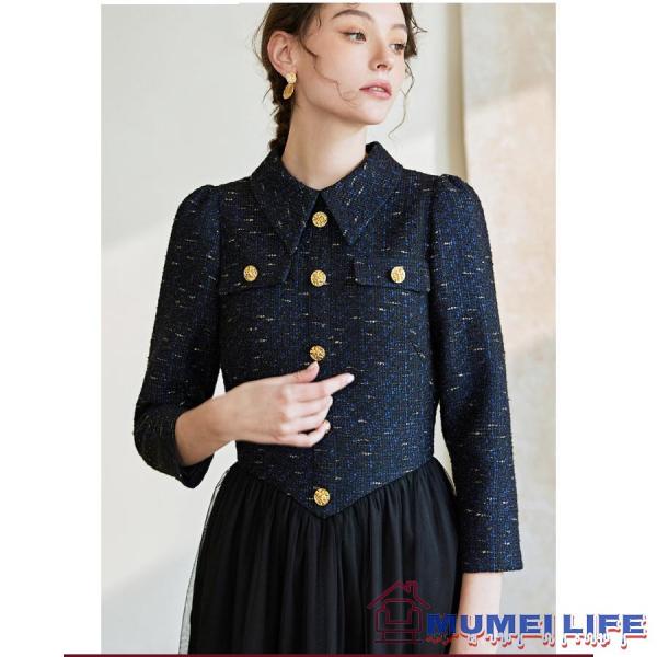 フレア 長袖 ブラック 結婚式ワンピース フォーマルドレス ディナー