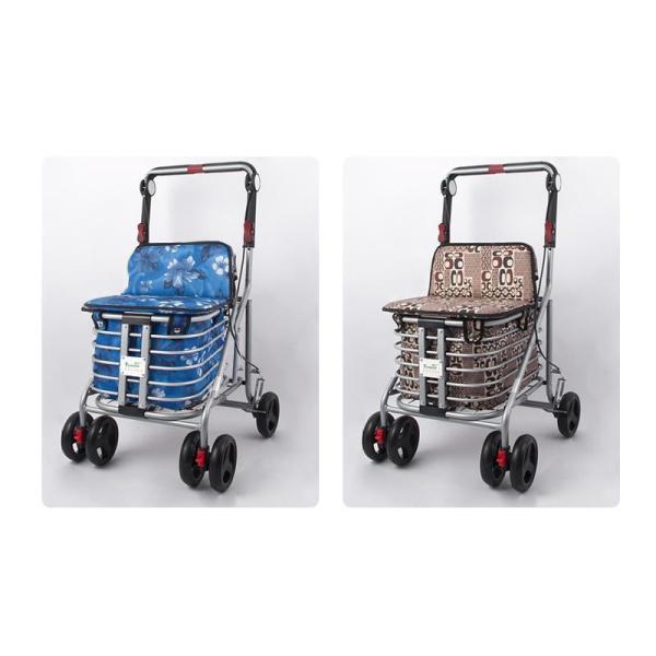 シルバーカー おしゃれ コンパクト 座れる 散歩 シニア 歩行補助 買い物 錦 ショッピングカー 大容量 老人車 手押し車 介護 高齢者 軽量4タイプキャリーカート
