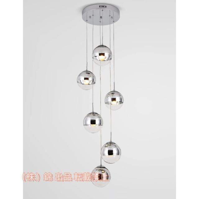 らせん階段ハンギングランプ天井ボールガラスバブルランプ大型ペンダント錦照明器具リビングルーム廊下デュプレックスハンギングライトシルバー30×150cm6ボ