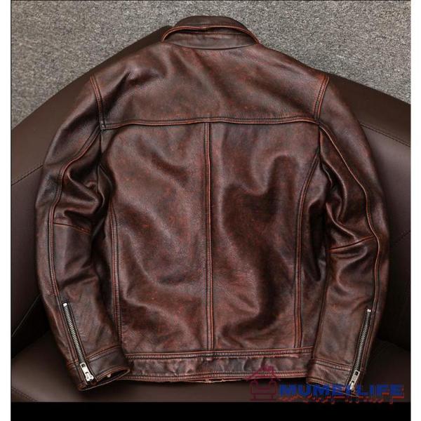 新品推薦☆アメカジ ダスト/ユーズド加工☆カウハイド メンズ 革ジャン 株式会社錦 レザージャケット ジャンパー ブラウン_1