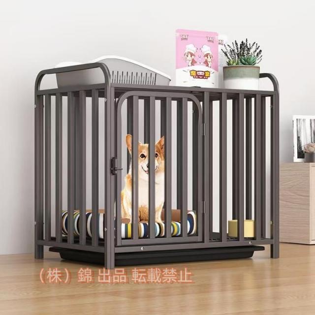 犬ケージキャスター付きダブルドア付きトレー付き犬小屋ペットフェンススチール製組立簡単室内外兼用錦犬用ケージトイレ長く使える耐荷重200KGまで