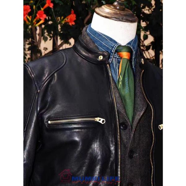 超人気☆1.2mm 30'sスタイル シングルライダース レザージャケット 株式会社錦ブラック トスカーナ植物鞣し革 羊革
