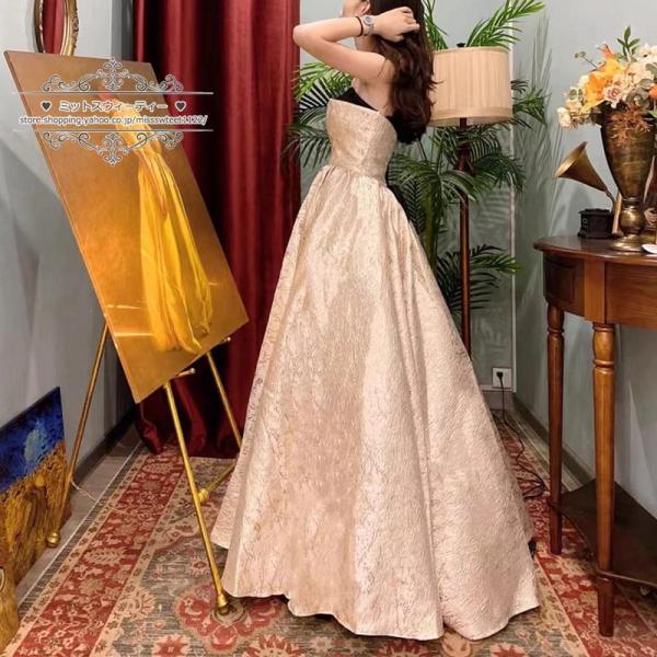 カラードレスブルーシャンパンロングドレス演奏会イブニングドレス