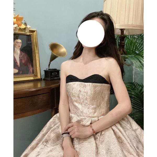 カラードレスブルーシャンパンロングドレス演奏会イブニングドレス