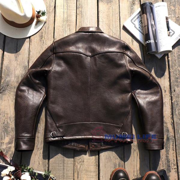 》1.6mm アメリカン 素上げ牛革 アメリカンレトロ レザージャケット 本革 カーキ メンズ 株式会社錦ラペル ライダース レザージャケット