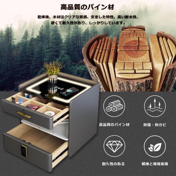 スマートベッドサイドテーブル ベッドサイドテーブル 3色照明ナイト