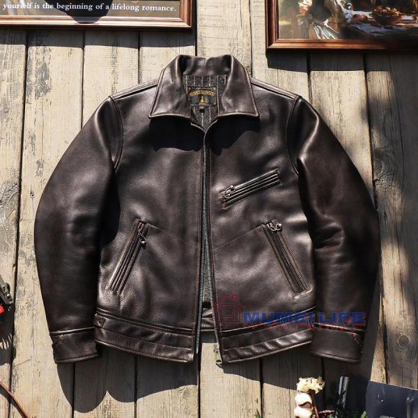 》マルホランドロード 本革 木箱 1.6mm アメリカン牛革 メンズ バイク カーキ株式会社錦 1930 ジャケット ショートスタイル