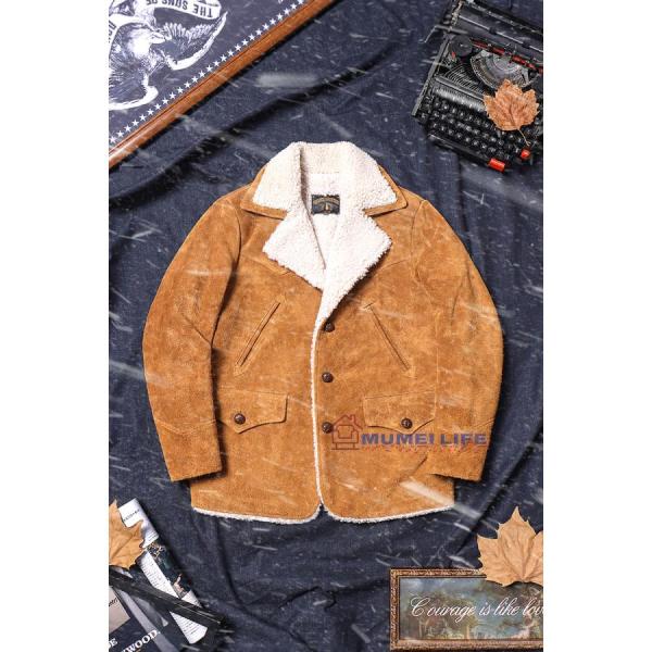 アメリカンレトロファーマーレザーコート男性用、株式会社錦綿第一層牛革と羊皮ワンピースインナーミドルコート アメリカンレトロファーマーレザーコート男性用、株式会社錦綿第一層牛革と