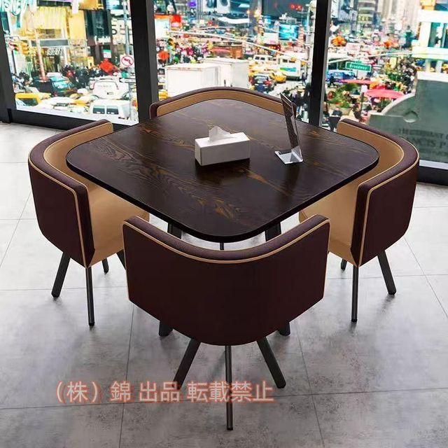 レストランのテーブルと椅子のセットオフィス会議室の応接室90センチ木製リビングキッチン用の正方形テーブルキッチンレストランのテラスヴィンテージスタイル1