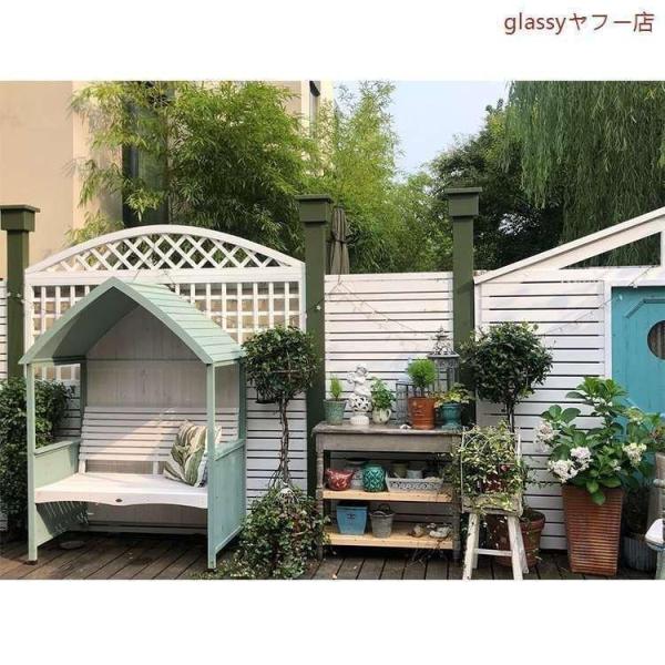 株式会社錦ガゼボベンチ 屋外木ガーデン あずまや 長椅子 アウトドア 日よけ あめをしのぐ 実木 カジュアル ダブル_3