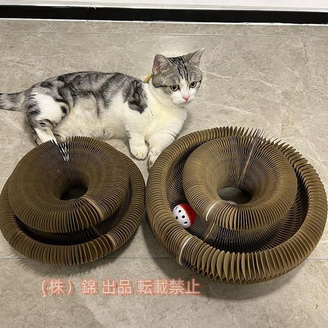 猫おもちゃマジックオルガン爪研ぎ猫爪とぎ鈴入りボール取り外し可能折りたたみ式段ボール高密度キャットタワー遊ぶ盤株式会社錦詰め替えぐるぐるタワー運動不