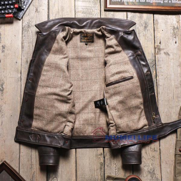 》ヘビーウェイト 1.6mm アメリカン牛革 レザージャケット メンズ アメリカンレトロ P37 ショート 株式会社錦ライダース レザージャケット 本革ジャケット