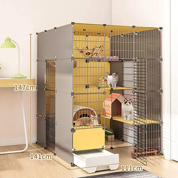 270°見える ペット用品 猫 ケージ 多頭飼い ペットケージ 木製
