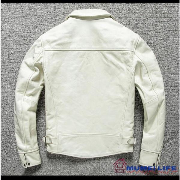 特売！カウハイド ナチュラルレザー シングルライダース レザージャケット ホワイト 株式会社錦トラッカースタイル 牛革 特売！カウハイド ナチュラルレザー シングルライダース レザー