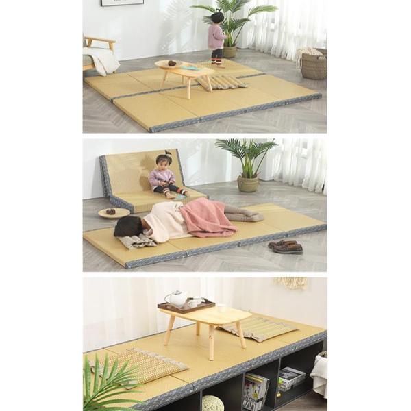 折りたためるユニット畳 置き畳 4折り マットレス 籐マット麺 防湿防虫 抗菌 防臭 株式会社錦収納簡単 スペース取らず 縁つき 滑り止め付き 60*180*5cm 折りたためるユニット畳 置き畳 4折り マットレス 籐マット麺 防湿防虫