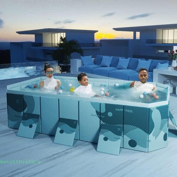 プール 折りたたみ 空気入れ不要 大型 ビニールプール 後片付け簡単 家庭用 子供 ペット用プール 水遊び 熱中症 株式会社錦対策 自宅 プレゼント (1.6m)