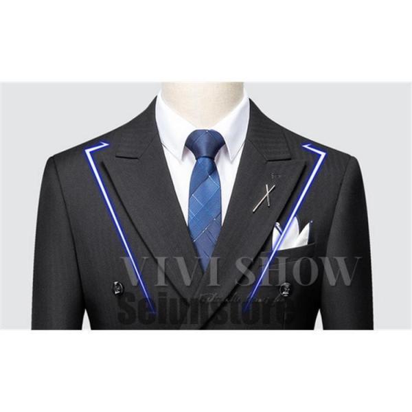 メンズ ダブル スーツ スリム 細身 スリーシーズン対応 モードスタイル