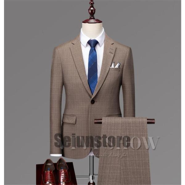 スーツ メンズスーツ ストライプ スリム ストレッチ 紳士服 3点セット