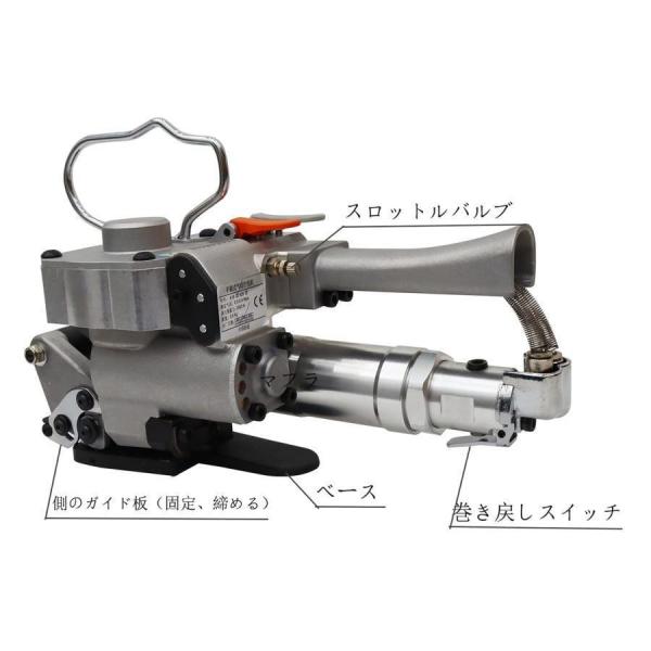 半自動梱包機 エアー式 PPバンド結束機 溶着 業務用 ppバンド締め具 ppバンドストッパー 13-19mmバンドに対応_2