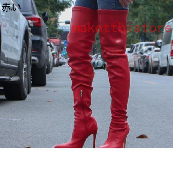 セクシーレザーサイハイブーツ♪革/レディースロング/ポインテッドトゥ/大きいサイズも有り！ セクシーレザーサイハイブーツ♪革⁄レディースロング⁄ポイン