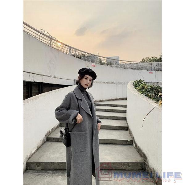 上品ロングコート ウール100% リバーコート ダブルフェイスコート 一枚