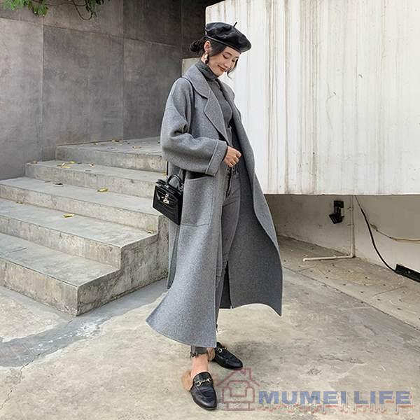 上品ロングコート ウール100% リバーコート ダブルフェイスコート 一枚