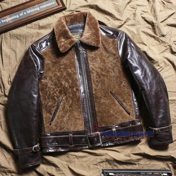 》1930ヒグマジャケットファーワンピースレトロ本革ジャケットメンズ綿1層目牛革レザージャケット株式会社錦素材は牛革+ウールで構成されています 1930ヒグマジャケットファーワンピースレトロ本革ジャケットメンズ綿1