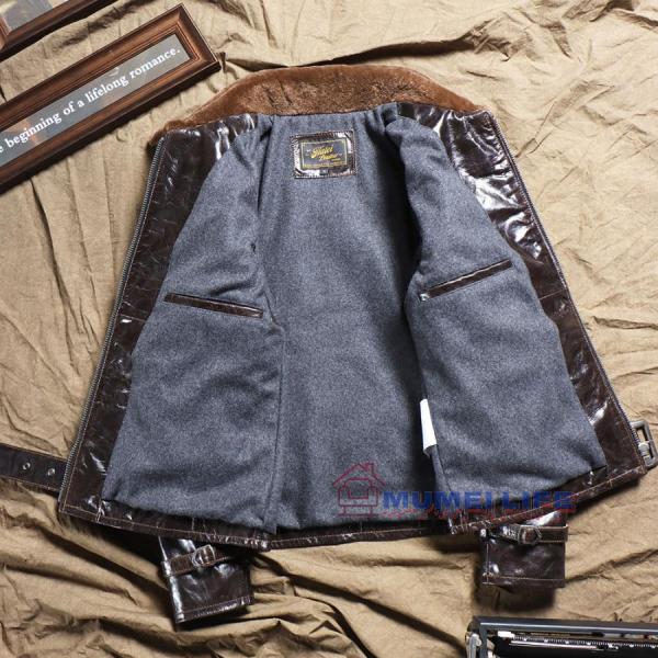 》1930ヒグマジャケットファーワンピースレトロ本革ジャケットメンズ綿1層目牛革レザージャケット株式会社錦素材は牛革+ウールで構成されています 1930ヒグマジャケットファーワンピースレトロ本革ジャケットメンズ綿1