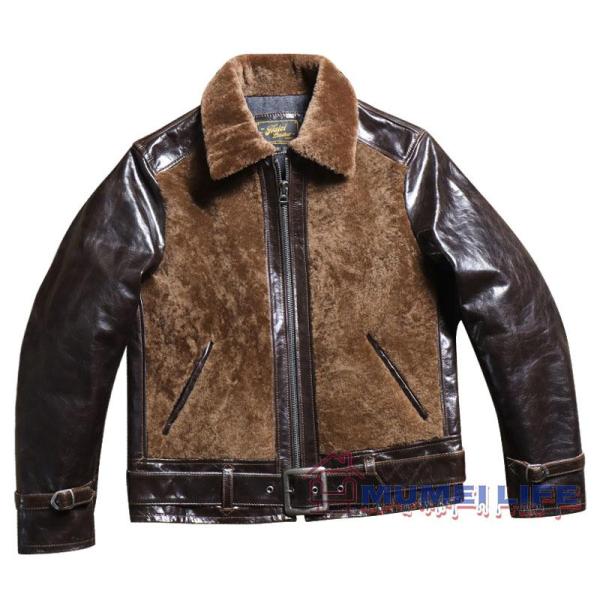 》1930ヒグマジャケットファーワンピースレトロ本革ジャケットメンズ綿1層目牛革レザージャケット株式会社錦素材は牛革+ウールで構成されています 1930ヒグマジャケットファーワンピースレトロ本革ジャケットメンズ綿1