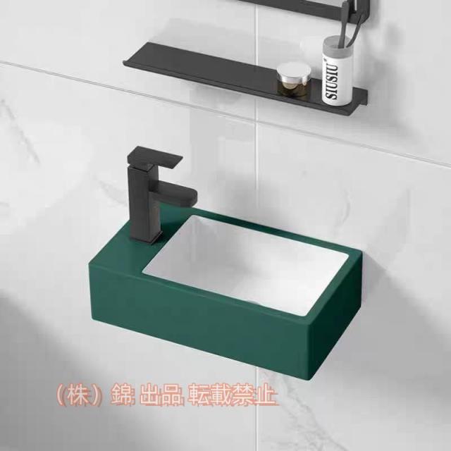 壁掛け手洗い器ミニ手洗い器排水セット付きコンパクト小型おしゃれ洗面ボウル錦陶器製洗面ボール洗面鉢手洗いボウル小さなトイレに適しシンプルバル