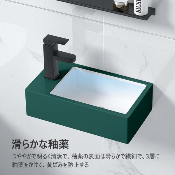 壁掛け手洗い器ミニ手洗い器排水セット付きコンパクト小型おしゃれ洗面ボウル錦陶器製洗面ボール洗面鉢手洗いボウル小さなトイレに適しシンプルバル_3