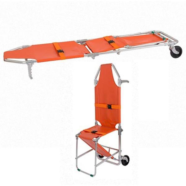 救護用担架 折りたたみ式コンパクトガーニーストレッチャー - アルミ製