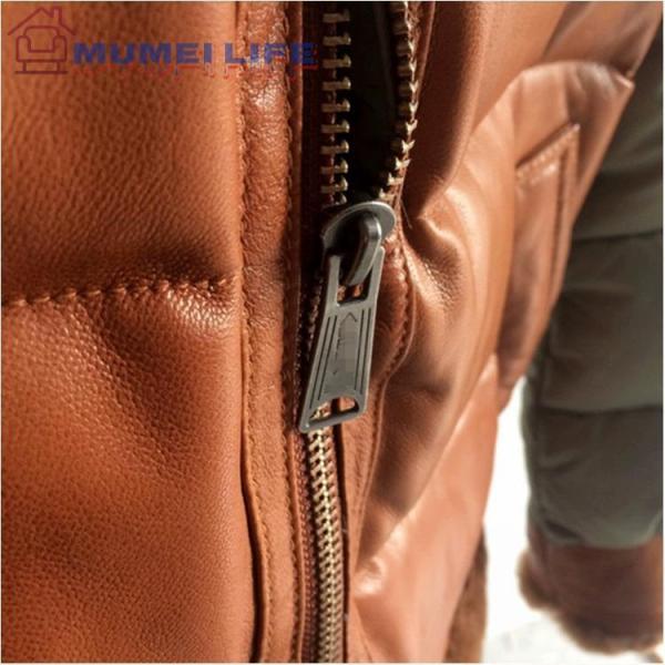 3XL☆ライダースダウンレザージャケット☆茶☆ 上層羊皮 保温 防風