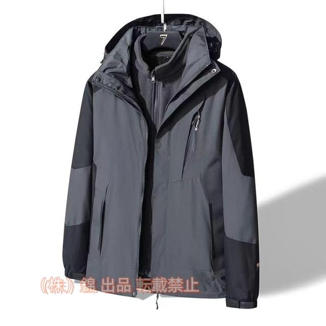 ジャケット メンズ アウター フリース パーカー 防寒 保温 冬 ポケット付き 撥水 防水 帽子付き マウンテン 株式会社錦 山登り キャンプ