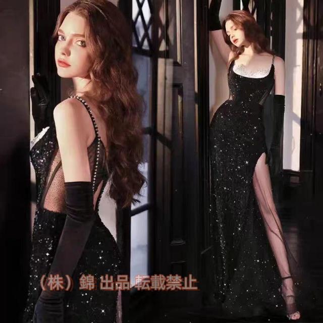 夏入荷パーティードレス ホルターネック 可愛い 結婚式 成人式 パーティードレス エレガント マーメイドライン 株式会社錦 誕生日 花嫁ロングドレス 演奏会