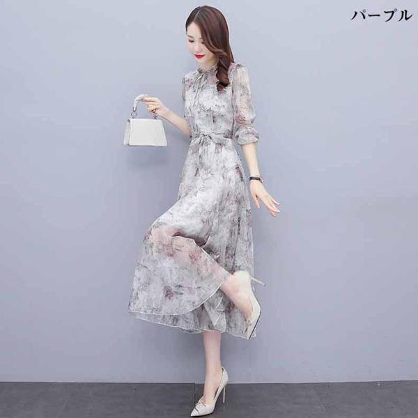 シフォン花柄ワンピース チュニック ロング丈 ワンピース 長袖 レディース きれいめ 夏 春 秋株式会社錦 ロングシャツ ゆったり 大きいサイズ シフォン花柄ワンピース チュニック ロング丈 ワンピース 長袖