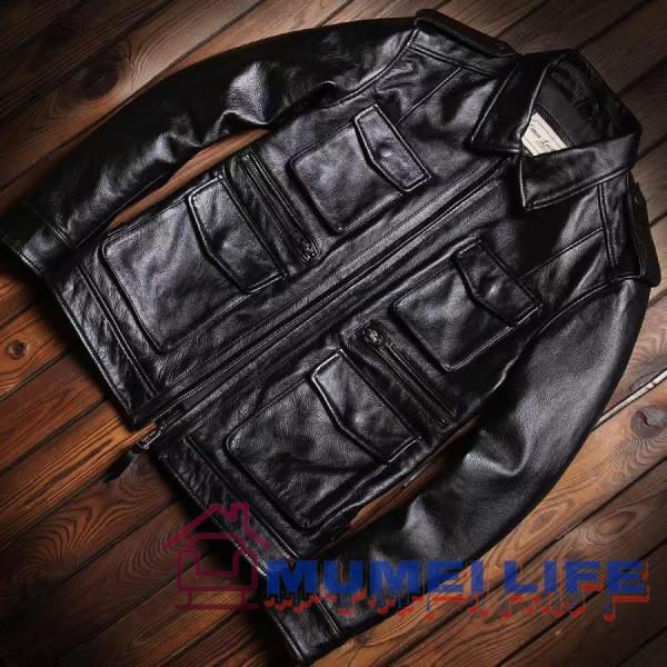 石磨を古くして クラシックで M65のハンティングジャケット 上質な牛革