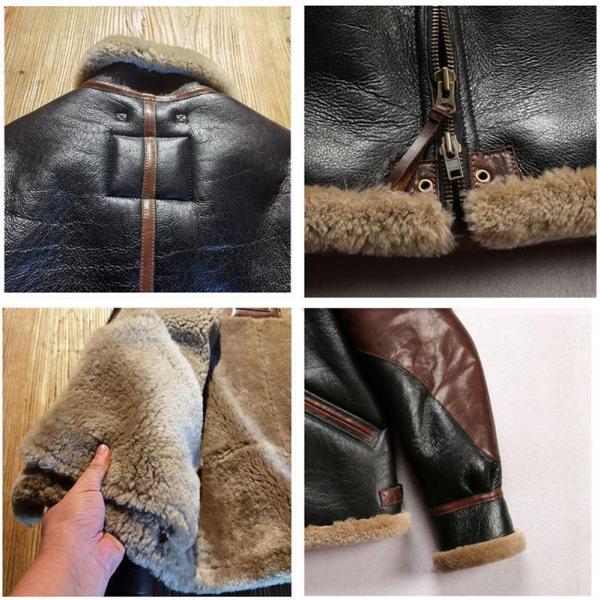 6ムートンジャケット 復古調 本革フライトジャケット 切り替え 馬革