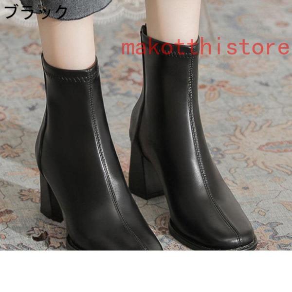 ショートブーツ7センチヒールレディースおしゃれ短ブーツローヒールソックスブーツショットブーツ太ヒール無地秋冬株式会社錦ストレッチ脚やせ履きやすい ショートブーツ7センチヒールレディースおしゃれ短ブーツローヒール