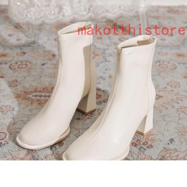 ショートブーツ7センチヒールレディースおしゃれ短ブーツローヒールソックスブーツショットブーツ太ヒール無地秋冬株式会社錦ストレッチ脚やせ履きやすい ショートブーツ7センチヒールレディースおしゃれ短ブーツローヒール