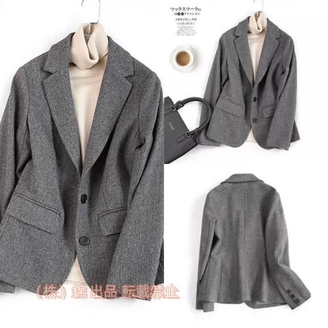 ウールテーラードジャケット レディース テーラードジャケット オータムジャケット ウィンタージャケット 株式会社錦通勤 S グレー カジュアル