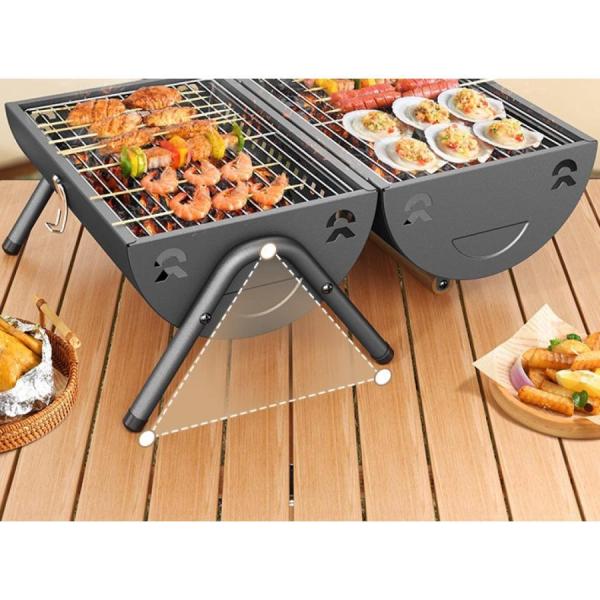バーベキューコンロ4~6人用ホームポータブルグリルBBQコンロ鉄板付き網