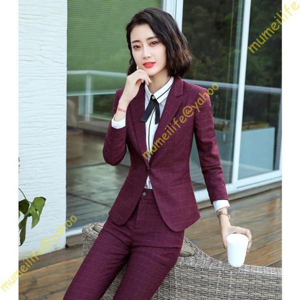 パンツスーツ レディース セットアップ スーツ チェック ジャケット