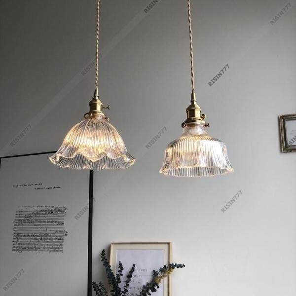 DIY ペンダントライト ガラス 花 北欧 おしゃれ LED対応 真鍮ランプ 天井照明 和風 寝室 和室 玄関 ダイニング キッチン錦 引掛シーリング ダクトレール_6