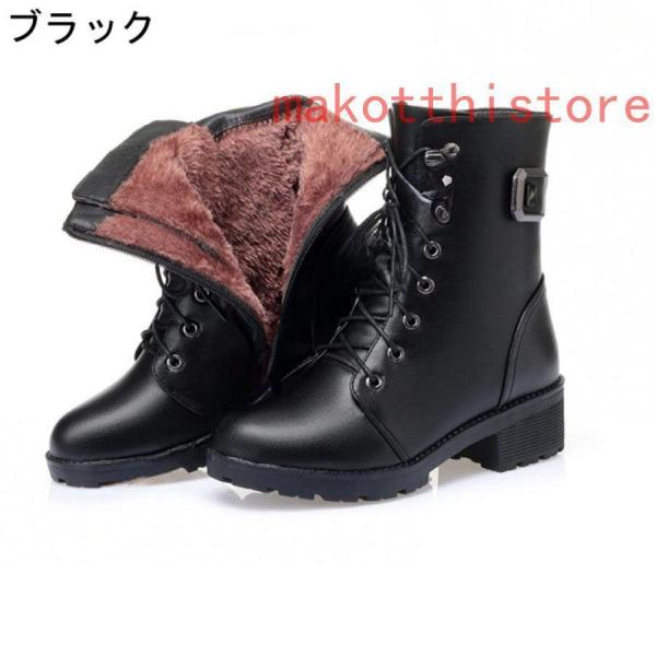 ブーツサイドジッパー本革ローヒールレディース軽量厚底ブーツレース