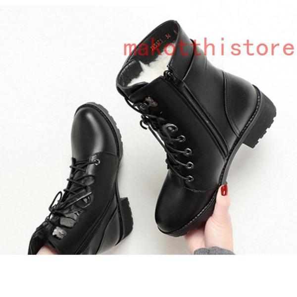ブーツサイドジッパー本革ローヒールレディース軽量厚底ブーツレースアップブーツワークブーツエンジニアブーツ株式会社錦防水ショートブーツ黒秋冬用 ブーツサイドジッパー本革ローヒールレディース軽量厚底ブーツレース