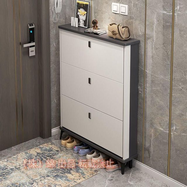 シューズボックス 靴箱 玄関収納 下駄箱 大容量 木製家具 扉付き 玄関収納 スリム 株式会社錦薄型 省スペース 3段 靴 収納 組み立て式 L60*W24*H120cm 白